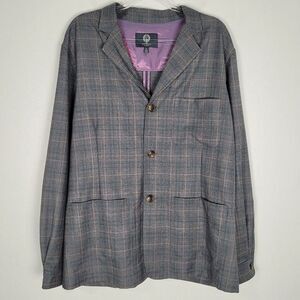 Viyella Size XL NWOT Wool Blazer Lightweight Shacket Shirt Jacket Plaid Gray